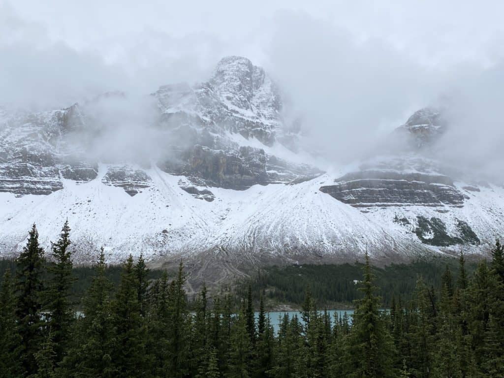 Views from Crowfoot Glacier road stop on the Icefields Parkway.