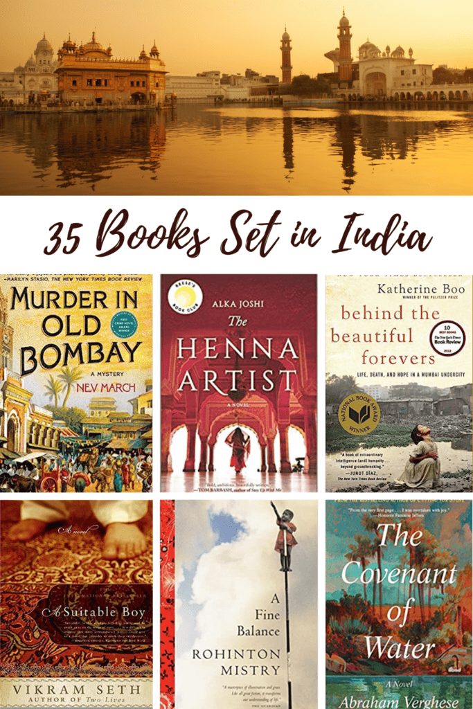 Pinterest image for 35 Books Set in India.