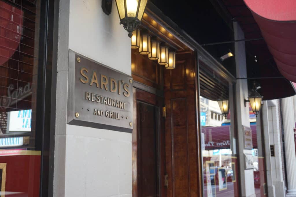 Exterior of Sardi's Restaurant in New York City.