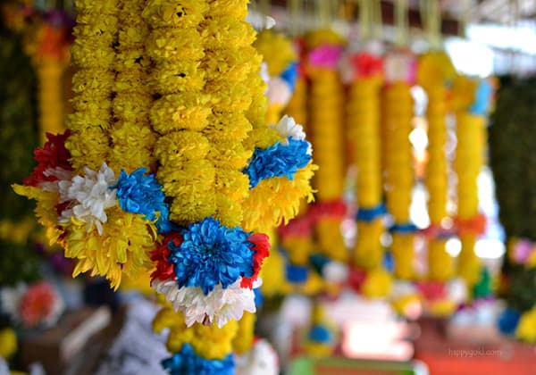 Batu Caves colourful flowers, Kuala Lumpur, Malaysia.