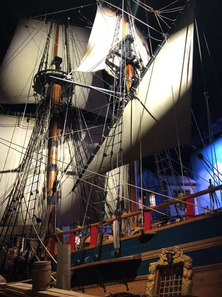 Replica of a 17th century merchant ship on display at the Manitoba Museum.