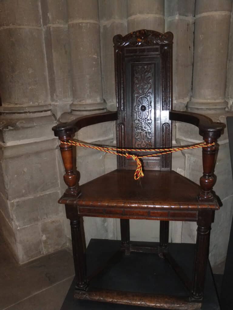Calvin’s Chair at Cathédrale St-Pierre in Geneva.