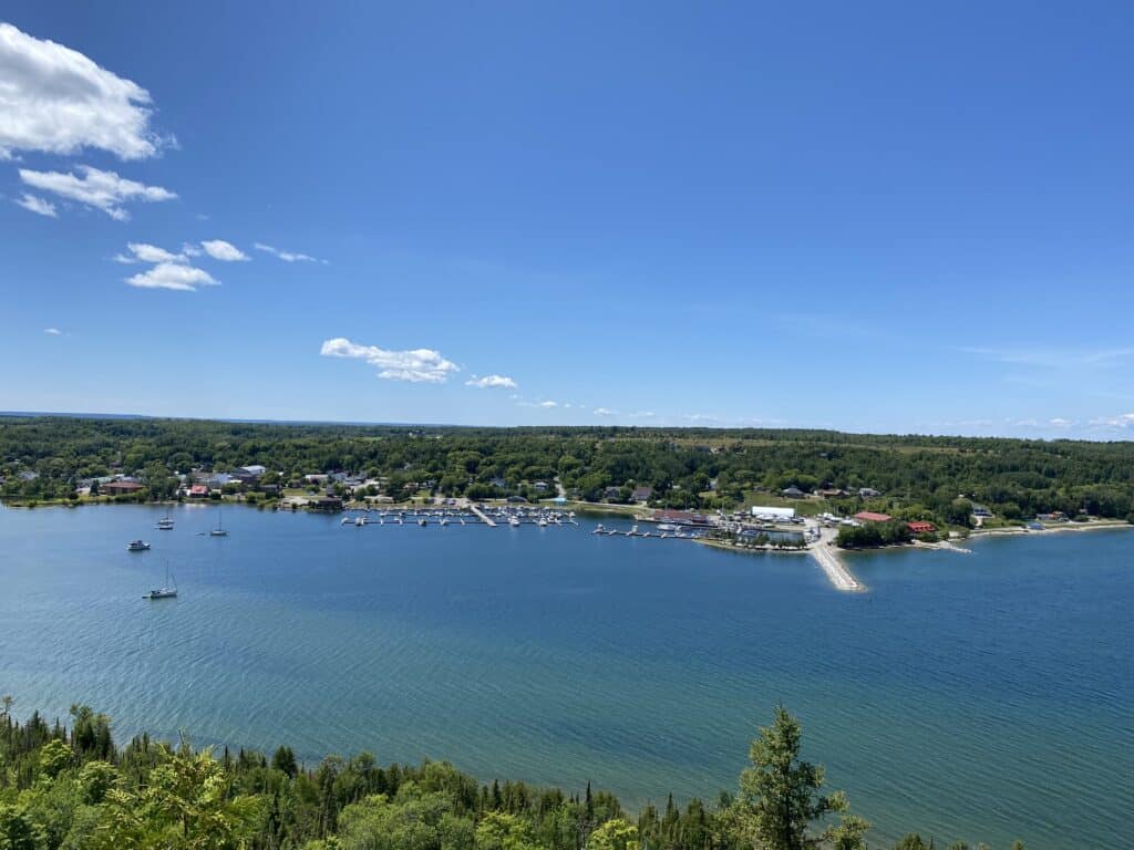 View of Gore Bay from the Noble Lookout.