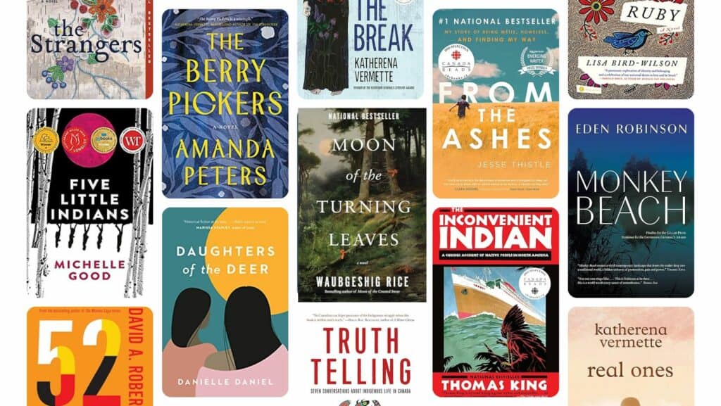 Grid image of Indigenous Canadian book covers.