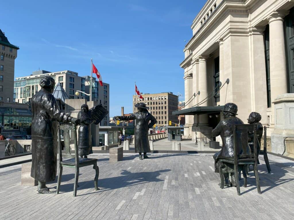 Women Are Persons! monument outside the Senate of Canada building in Ottawa.