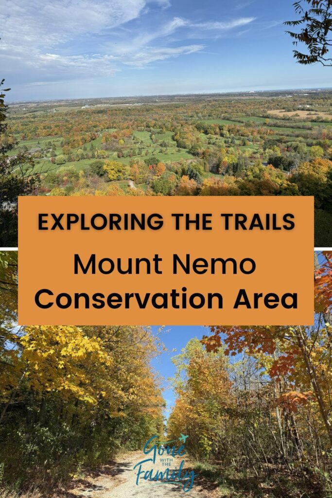 Pinterest image with text reading "Exploring the Trails Mount Nemo Conservation Area".