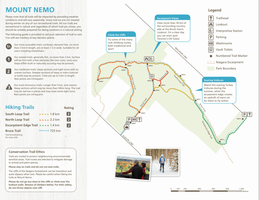 trail map for Mount Nemo Conservation Area in Halton.