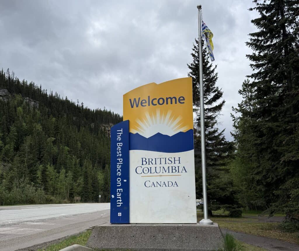 Welcome to British Columbia sign.
