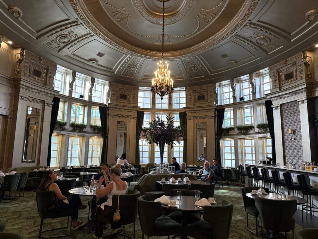 guests dining in the Oval Room at the Fort Gary Hotel in Winnipeg, Manitoba.
